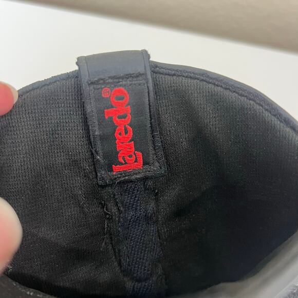 Laredo Black Leather Western Cowboy Boots, Scalloped Trim, Size 8M, USA Made - Picture 9 of 11